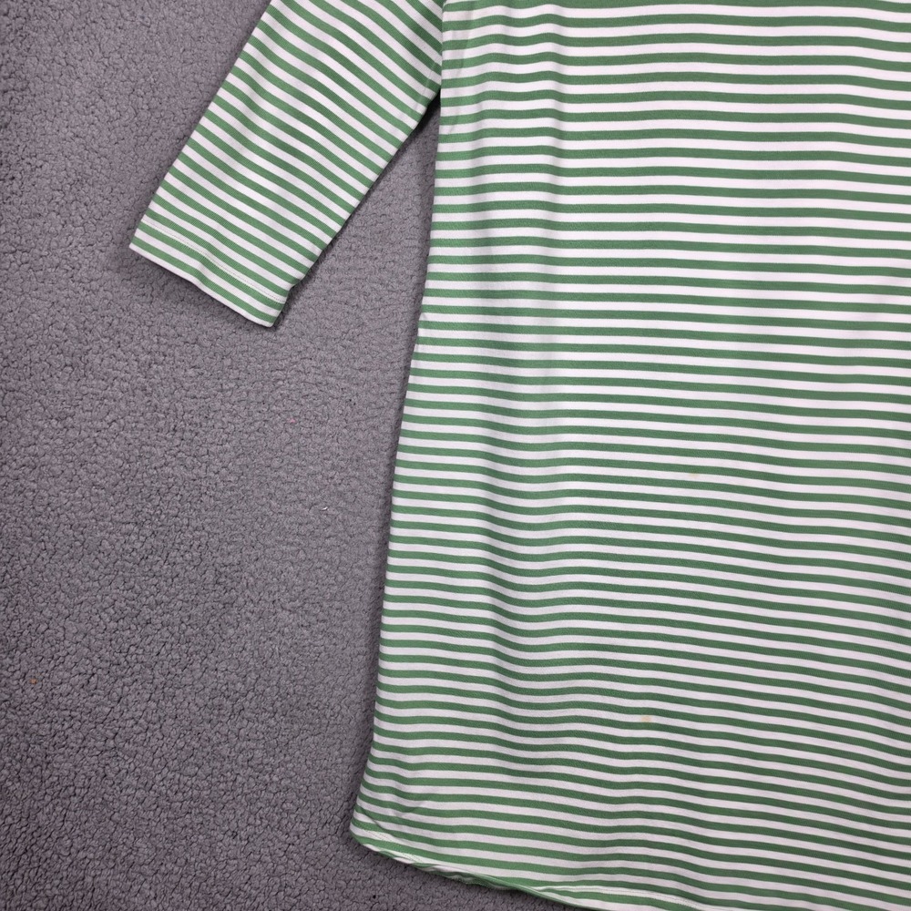 Brooks Brothers Shirt Dress Womens Medium 3/4 Sleeve Green White Boat Neck 3/4 - Picture 4 of 11